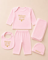 Welcome to the World – Newborn Baby Gift Set | 5-Piece Pink Set Gen1kidswear